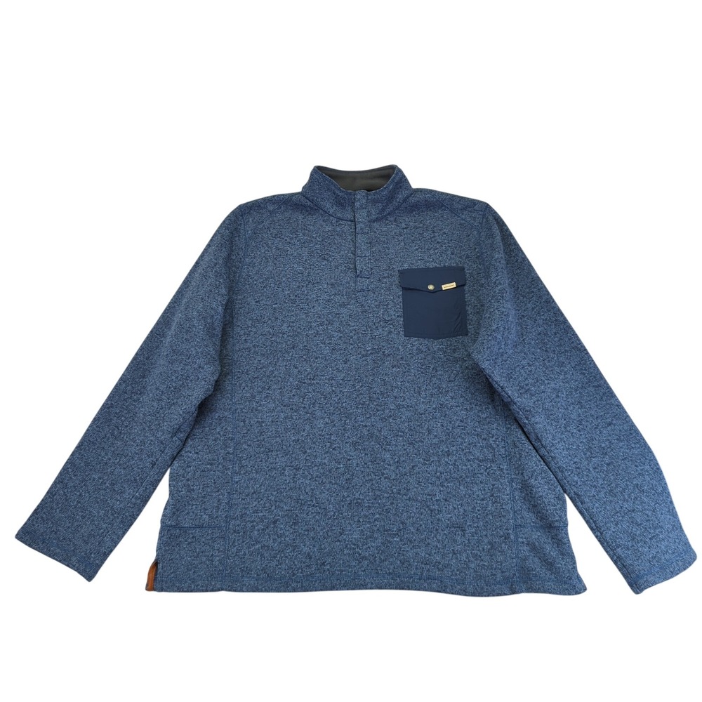 Woolrich Mens Pullover‎ Fleece Snap Collar Blue Heathered Size XXL